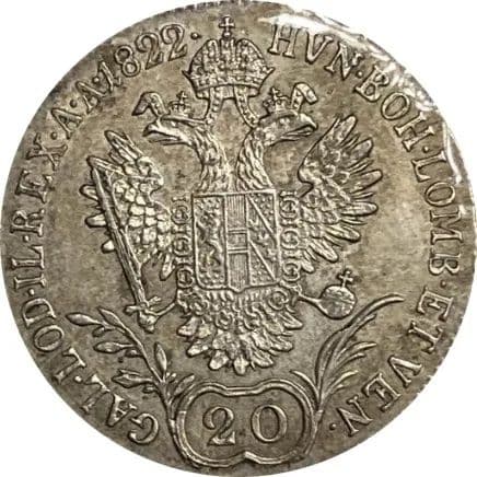 Austrian Empire 20 Kreuzers - Francis I (Small head) - 20 Kreuzers Coin Details coin 2