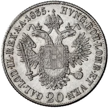 Austrian Empire 20 Kreuzers - Ferdinand I coin 2