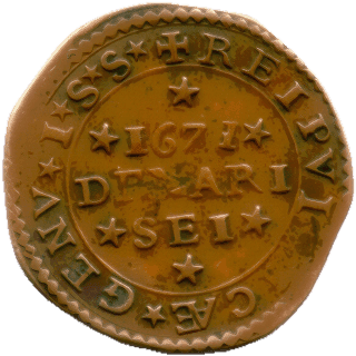 Genoa Genoa 6 denari, 1671 coin 2