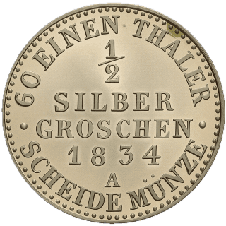Prussia Prussia ½ silbergroschen, 1821-1840 coin 2
